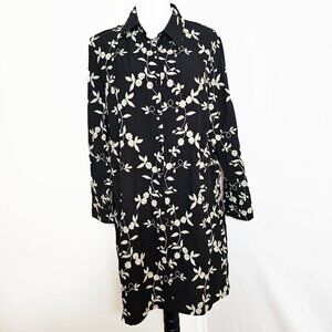 Caleesa Black and Ivory Floral Embroidered Long Blouse